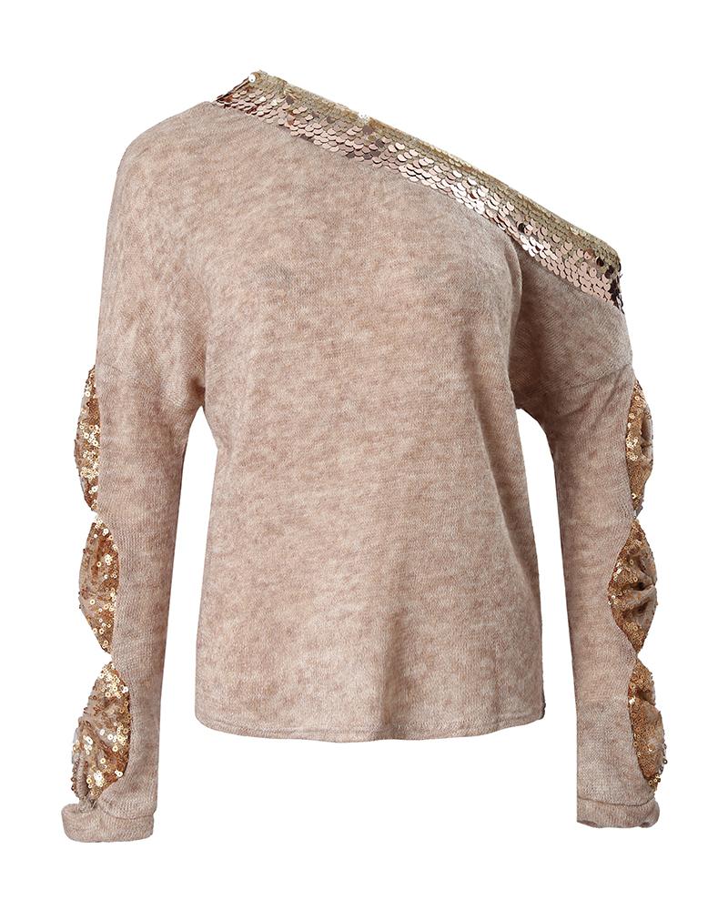 Cutout Contrast Sequin Bowknot Design Top