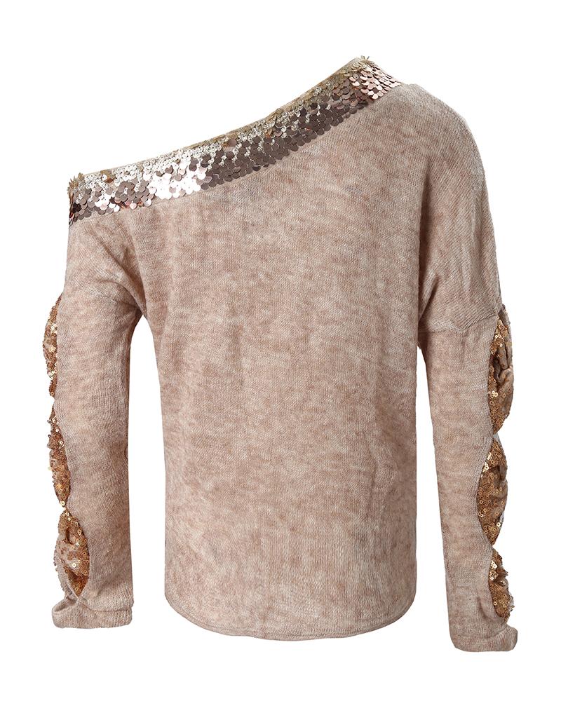 Cutout Contrast Sequin Bowknot Design Top