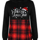 Christmas Letter Plaid Print High Neck Sweatshirt