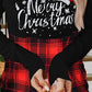 Christmas Letter Plaid Print High Neck Sweatshirt