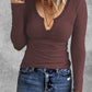 Notch Neck Long Sleeve Top