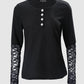 Lace Patch Buttoned Long Sleeve Top