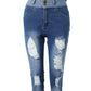 Ripped High Waist Capris Jeans