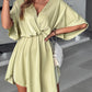Batwing Sleeve Overlap Flowy Swing Dress