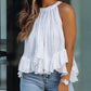 Halter Ruched Ruffles Casual Top