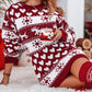 Christmas Elk Heart Snowflake Print Knit Casual Dress