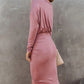 Long Sleeve Ruched Work Dress