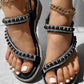 Rhinestone Beaded Toe Ring Summer Wedge Sandals