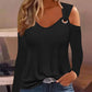 Cold Shoulder Eyelet Casual Top