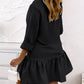 Long Sleeve Buttoned Ruffle Hem Shirt Dress
