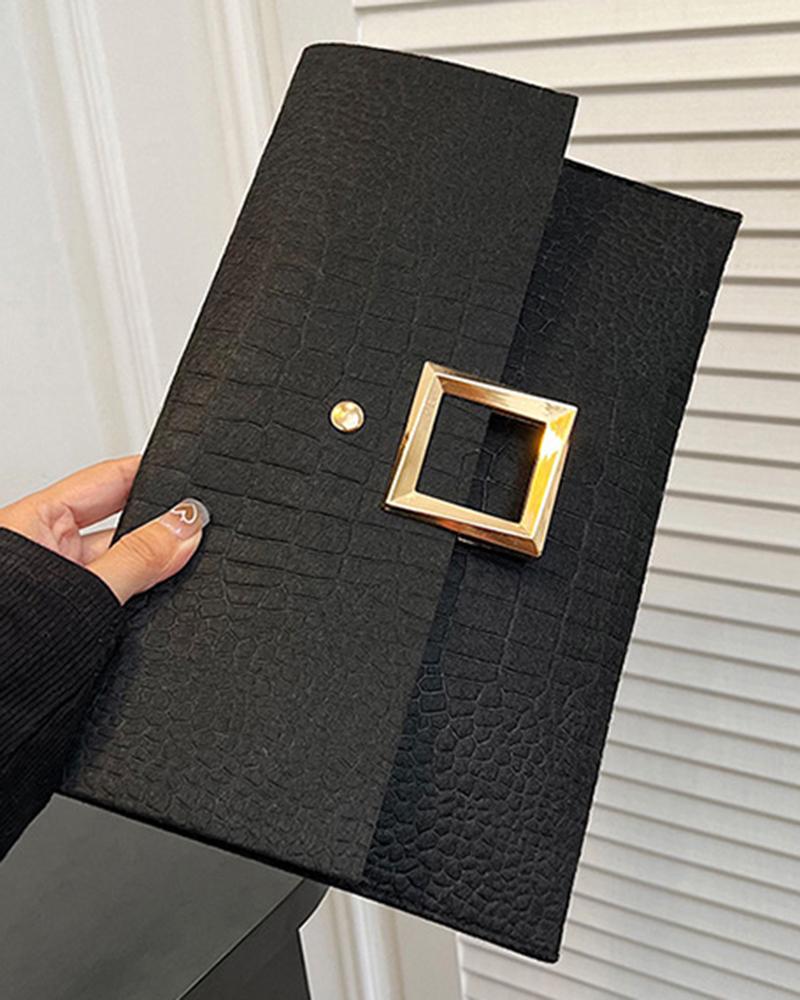 Crocodile Square Magnet Flap Clutch Bag