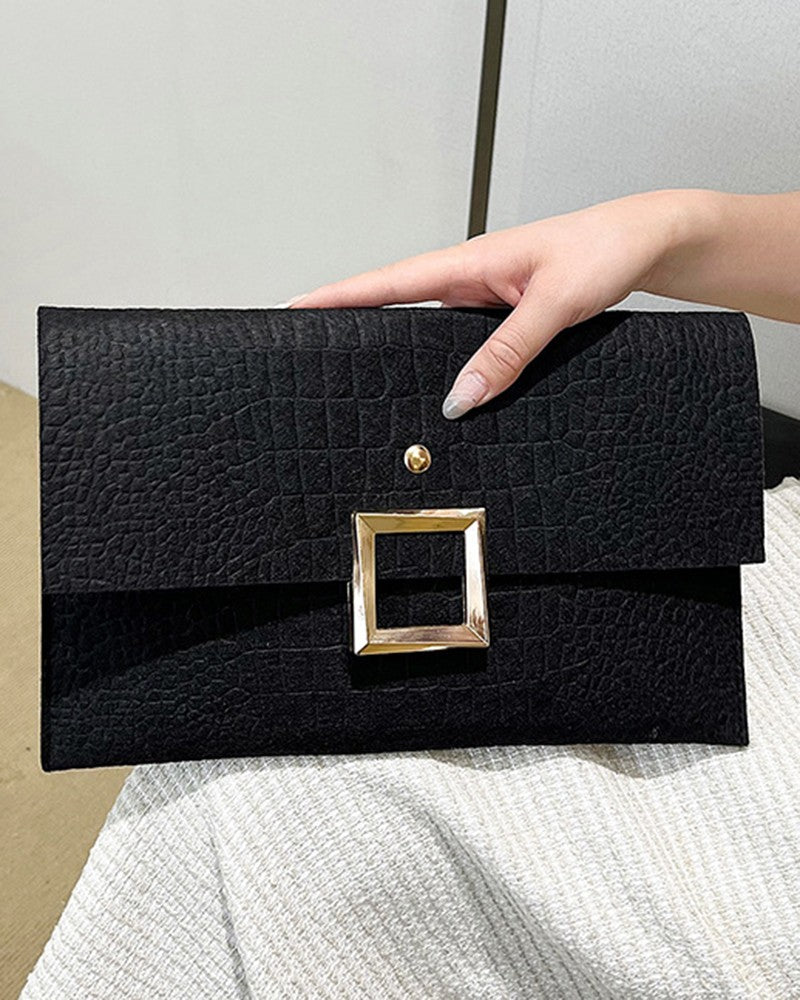 Crocodile Square Magnet Flap Clutch Bag