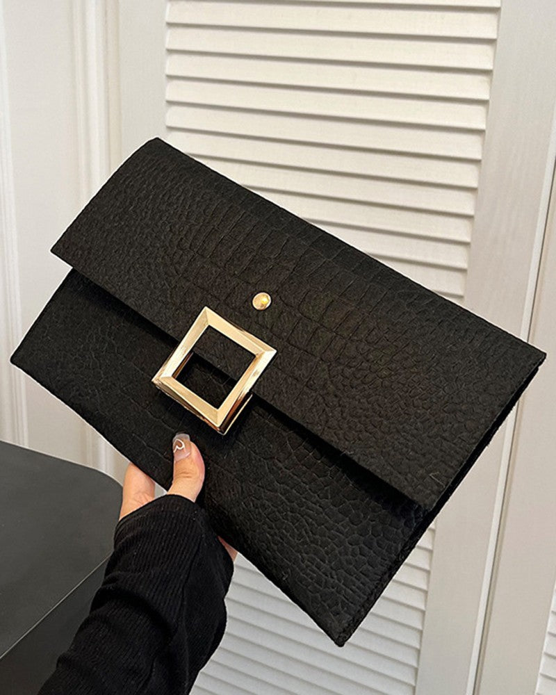 Crocodile Square Magnet Flap Clutch Bag