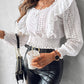 Frill Hem Eyelet Embroidery Shirred Top
