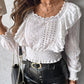 Frill Hem Eyelet Embroidery Shirred Top