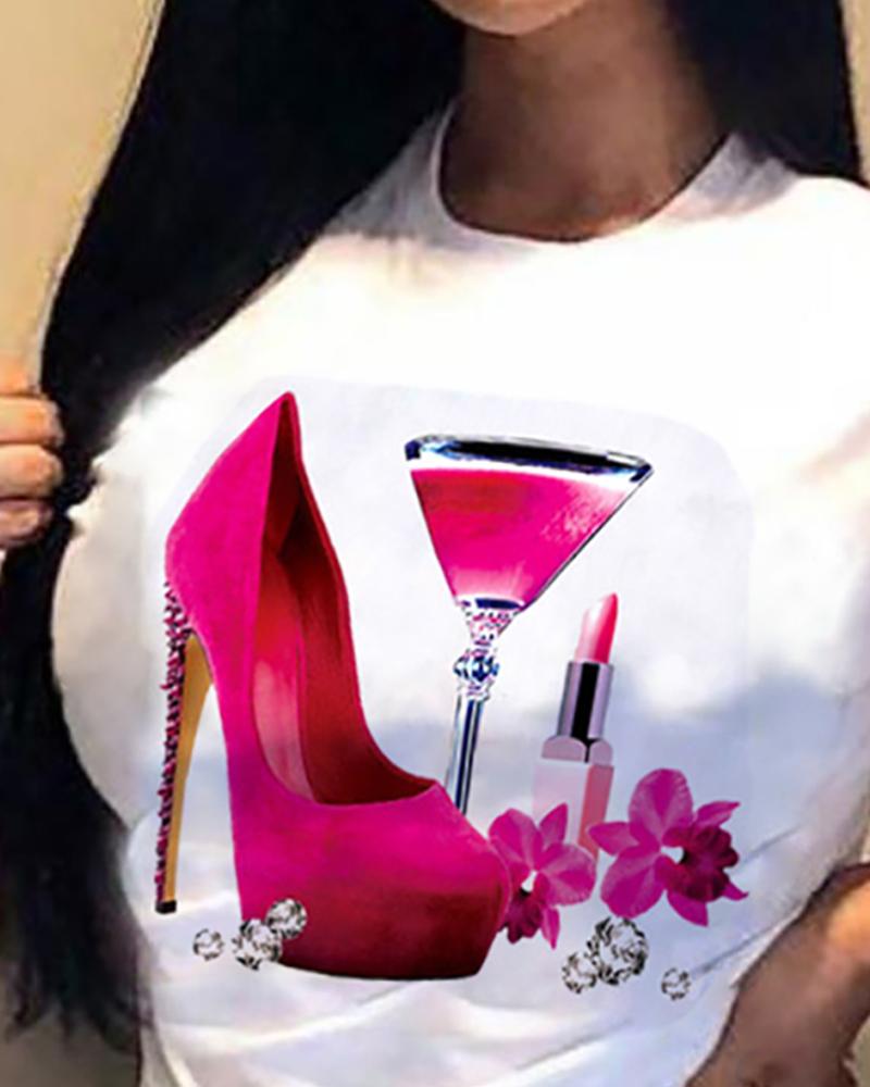 Floral Graphic Print Short Sleeve T Shirt