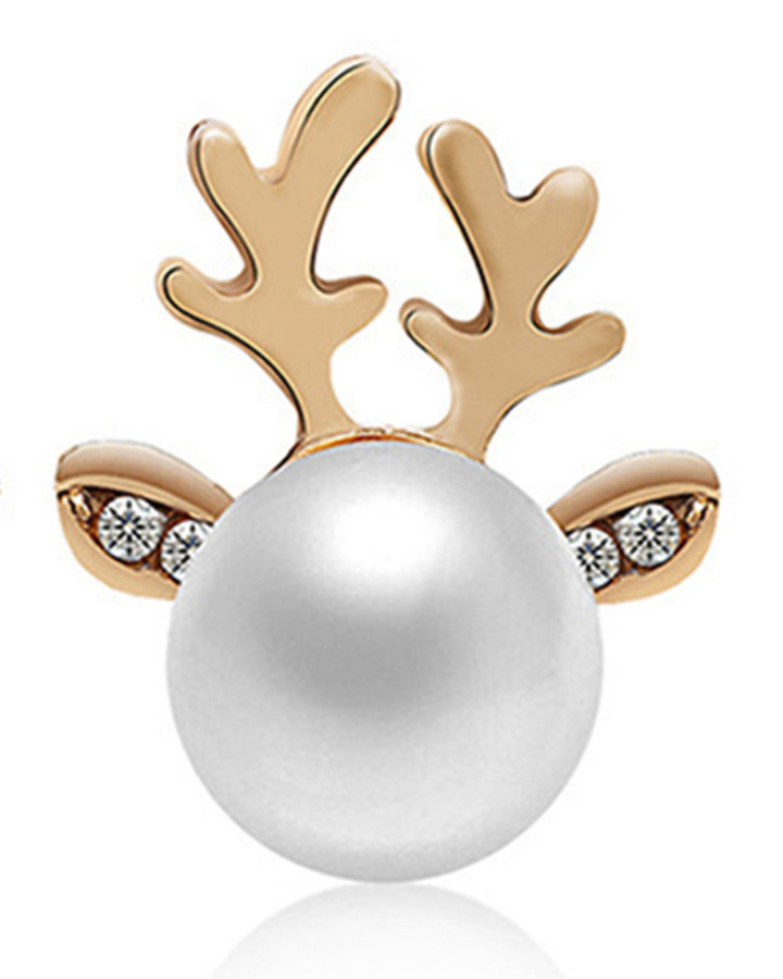 1Pair Christmas Elk Antler Shaped Pearls Earrings
