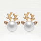 1Pair Christmas Elk Antler Shaped Pearls Earrings