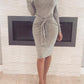 Off Shoulder Long Sleeve Bodycon Dress