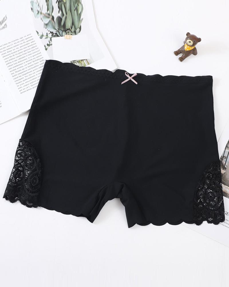 Lace Patch Seamless Boy Shorts Panty