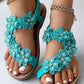 Floral Pattern Toe Ring Slingback Beach Sandals