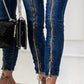 O Ring Zipper Decor Skinny Jeans