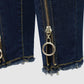 O Ring Zipper Decor Skinny Jeans