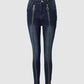 O Ring Zipper Decor Skinny Jeans