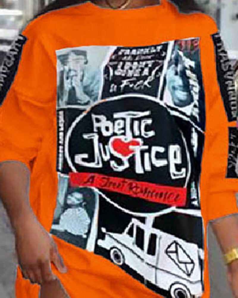 Poetic Justice Graphic Print Long Sleeve Sweatshirt Dress