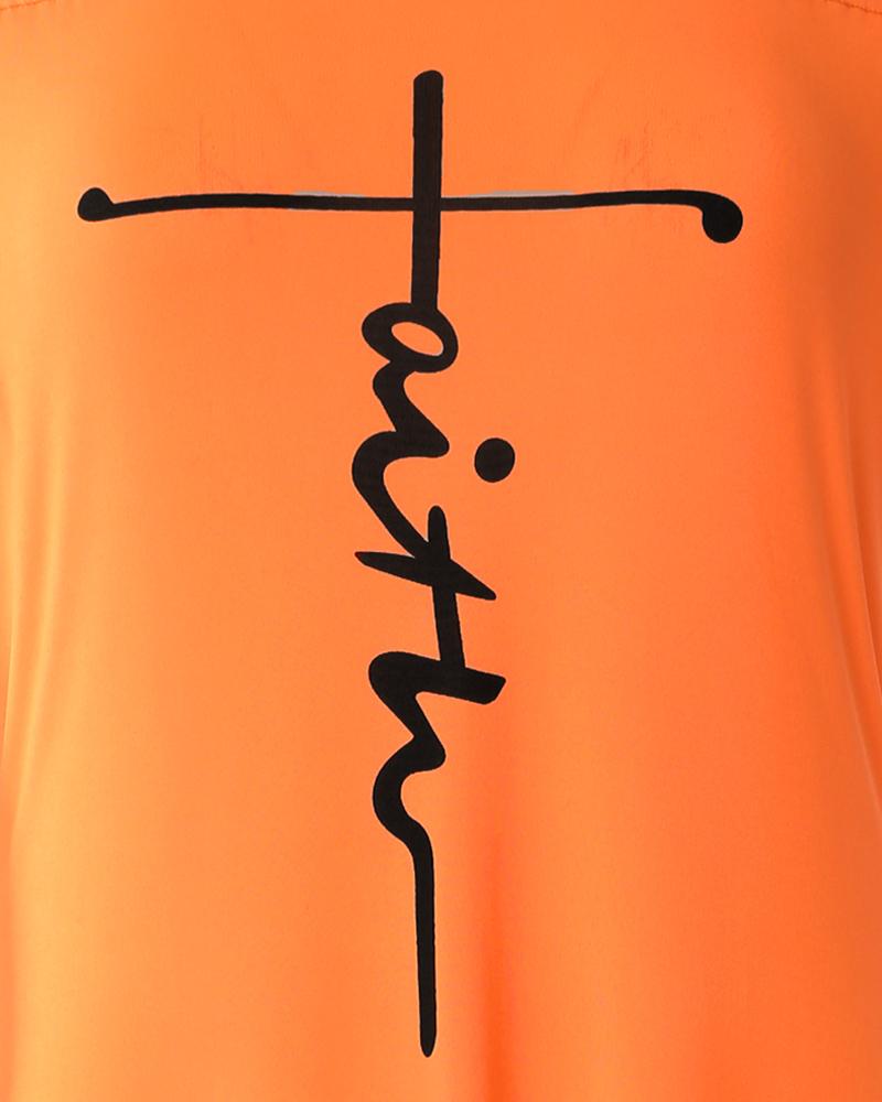 Letter Print Off Shoulder Casual Dress