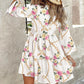 Chain Floral Print Bell Sleeve Ruffles Casual Dress