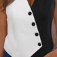 Colorblock Buttoned V Neck Vest Top