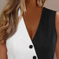 Colorblock Buttoned V Neck Vest Top