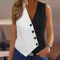 Colorblock Buttoned V Neck Vest Top