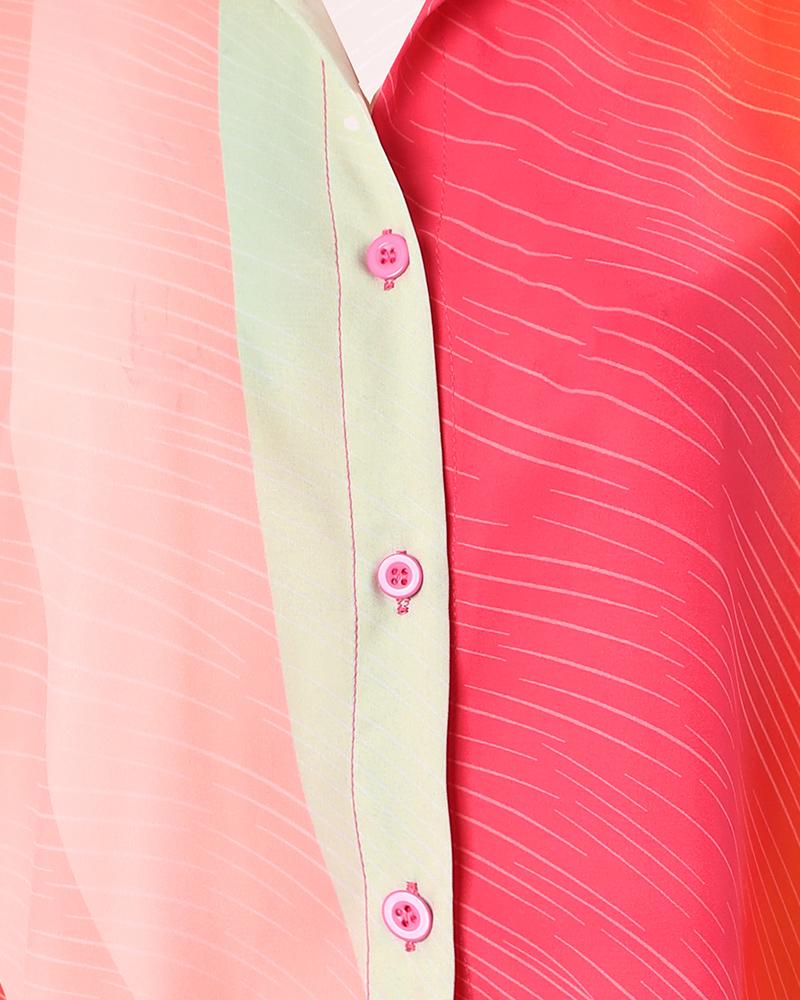 Colorblock Long Sleeve Button Down Shirt