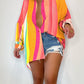 Colorblock Long Sleeve Button Down Shirt