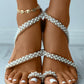 Toe Ring Beaded Strap Flat Sandals