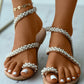 Toe Ring Beaded Strap Flat Sandals