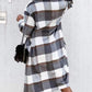 Plaid Print Long Sleeve Buttoned Casual Coat