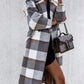 Plaid Print Long Sleeve Buttoned Casual Coat