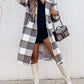 Plaid Print Long Sleeve Buttoned Casual Coat
