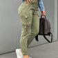 High Waist Pocket Design Cargo Pants