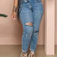 Ripped Cutout High Waist Jeans