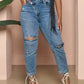 Ripped Cutout High Waist Jeans