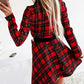 Eyelash Lace Plaid Long Sleeve Dress