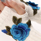 1Pair Floral Embroidery Fingerless Winter Knit Warm Gloves