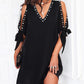 Beaded Decor Cold Shoulder Casual Dress