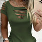 Ladder Cutout Round Neck Casual Dress