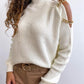 Chain Decor Cold Shoulder Chunky Knit Sweater