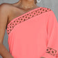 Contrast Lace One Shoulder Casual Dress